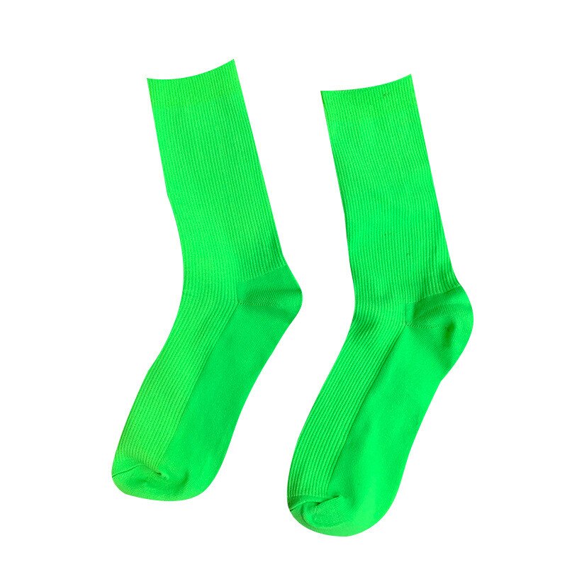 Women Candy Color Socks Summer Cool Girl Solid Cotton Socks Fluorescent Color Casual Green Orange Mid Hip Hop Socks