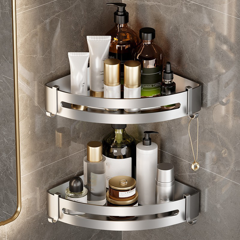 Badkamerplank Geen oefening Muur gemonteerd Shampoo -fles Douche hoekrek Toilet Opslagrek Aluminium Badkamer keukenaccessoires