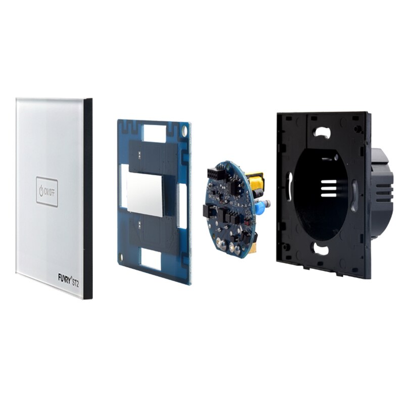 EU Standard Switch Original FUNRY ST2 1Gang Remote Control light switch Crystal Tempered Glass Panel touch switch 170-240V RF433