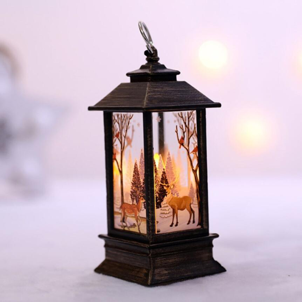 Bougies chauffe-plat LED, cage à bougies de noël avec support, chandelier imprimé Elk père noël pour décoration de noël