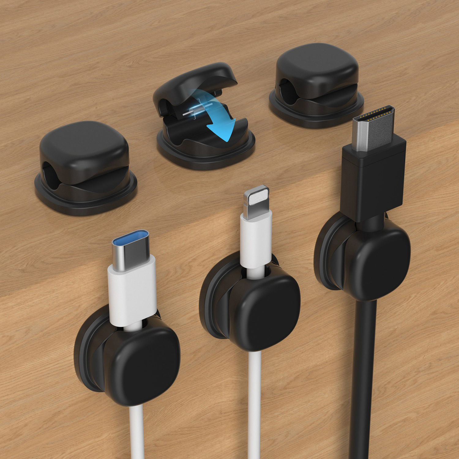 Magnetic Phone Cable Clips Under Desk Cord Holder Wire Smooth Management Keeper Office Kitchen Cable Organizer 3/6PCS: silver