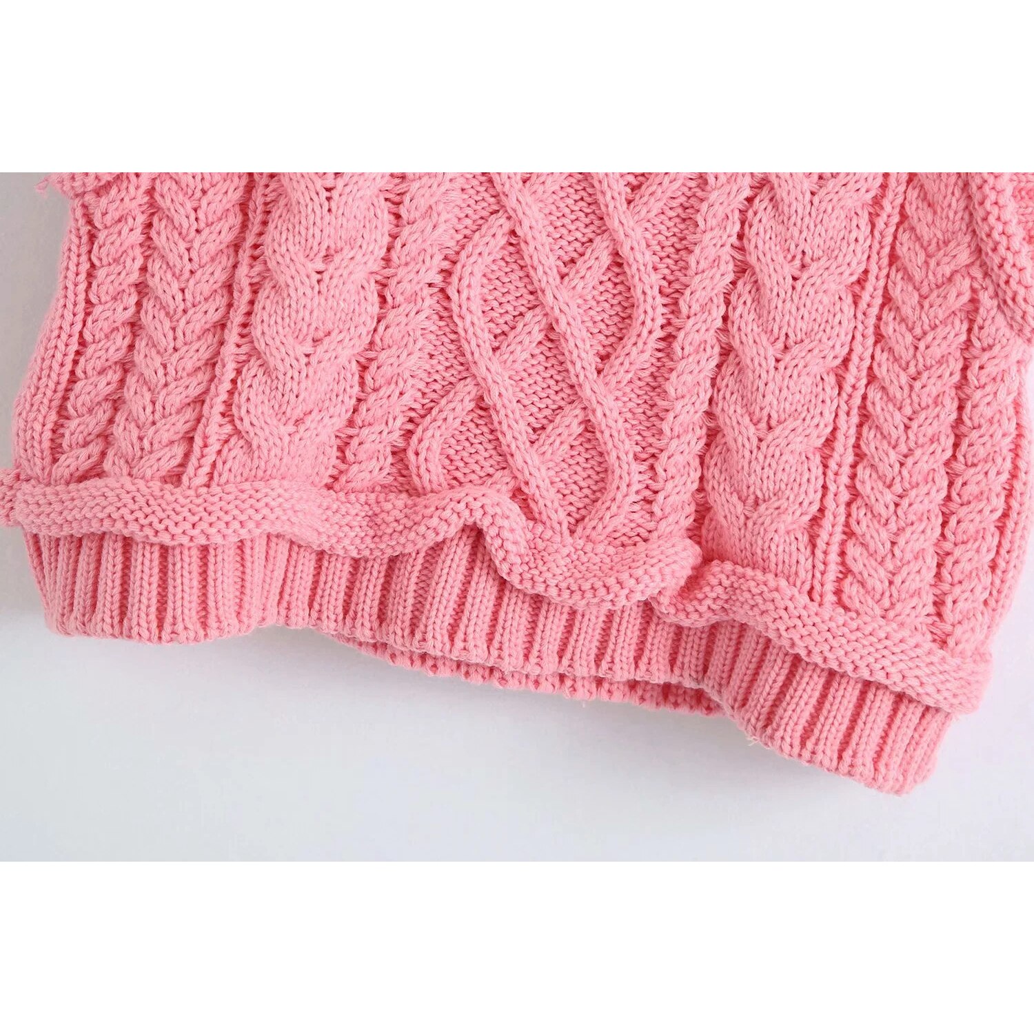 Pen rosa genser vest dame kabelstrikket ermeløs strikk genser genser genser cropped bomull genser tank