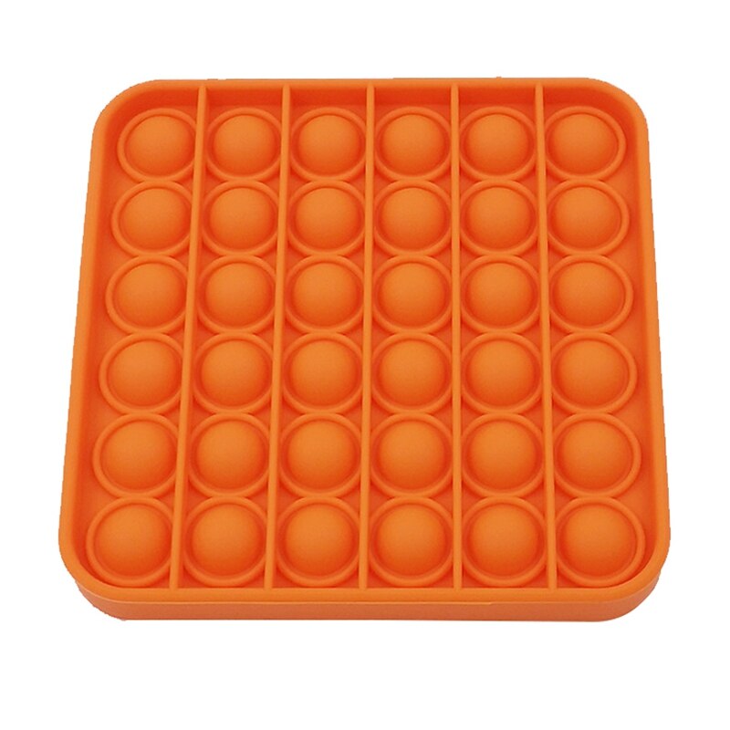 Push Pop Bubble Fidget Toy Push Pop Antistress Toys Round Fidget Sensory Juguete Silicone Stress Reliever Playing Board: Square Board-Orange