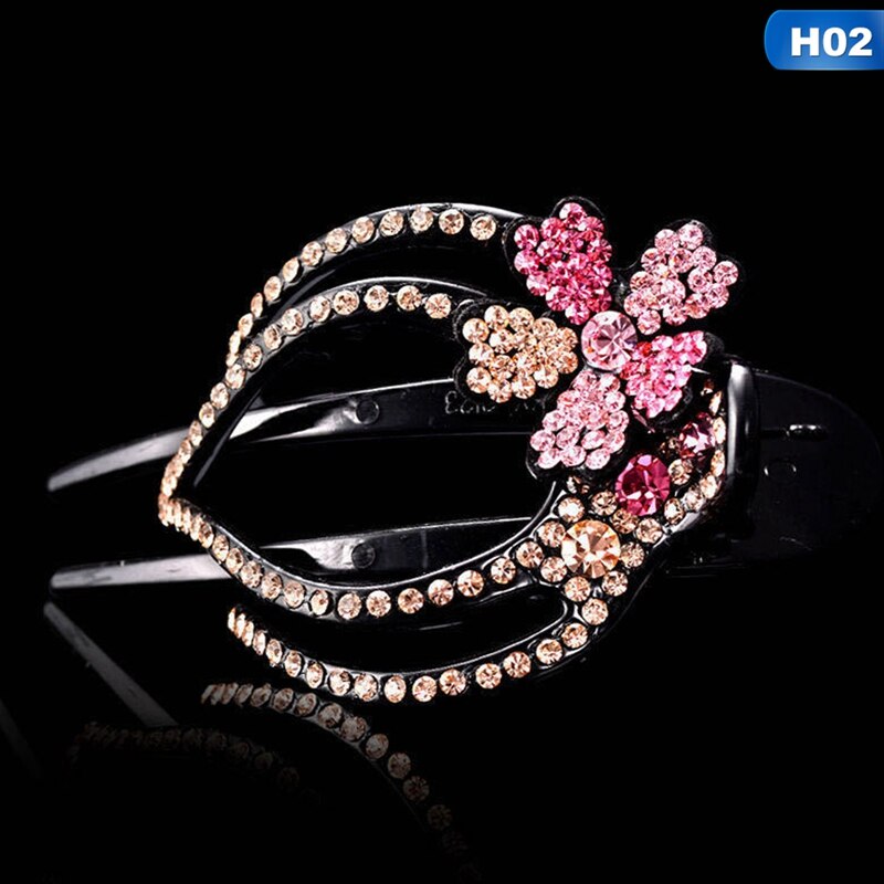 1Pc Rhinestone Flower Duckbill Hair Claws Hair Clips For Women Hairpin Ponytail Headwear Hair Styling Tools Accessories: H02