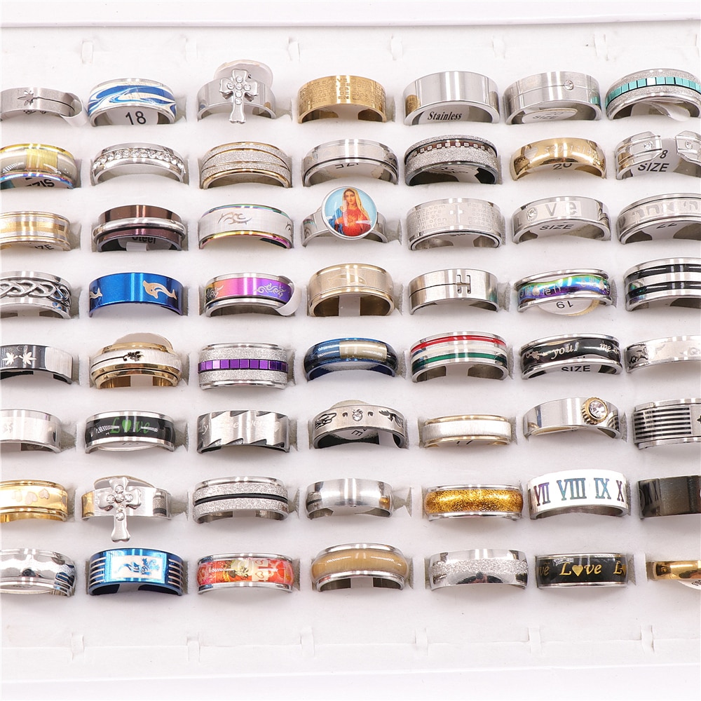 Di modo 20 pz/lotto Delle Donne Degli Uomini di Gioielli In Acciaio Inox Anelli a Fascia Per Il Regalo Del Partito di Stile Della Miscela