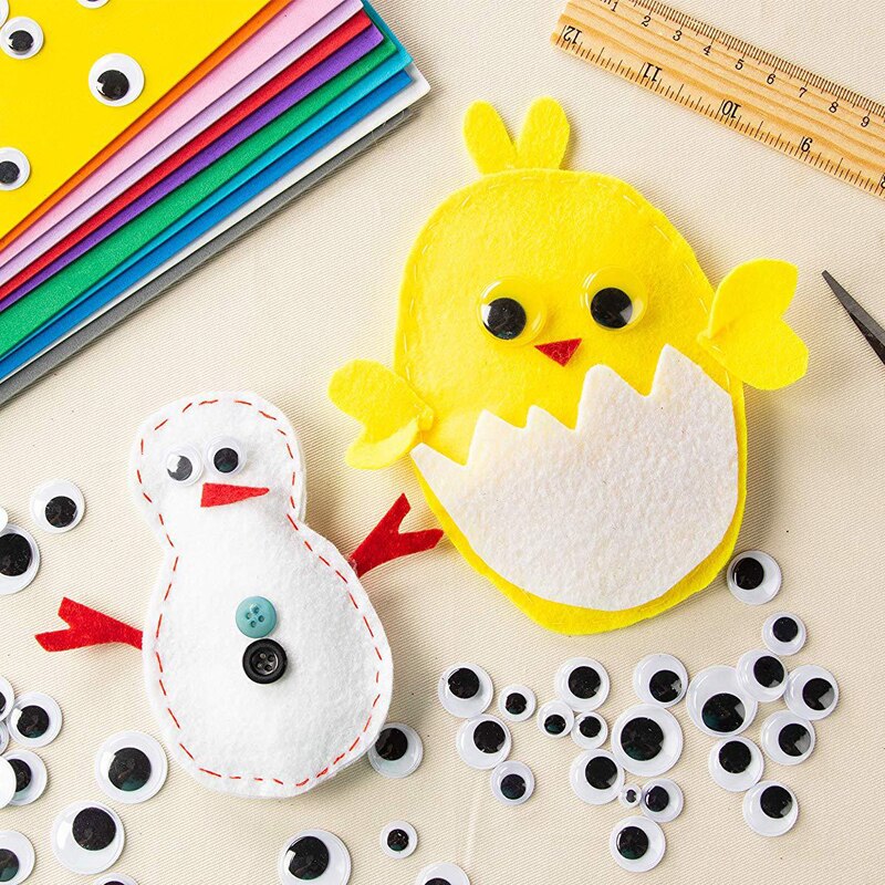 Lot de 100 yeux en peluche à faire soi-même, adhésif mixte, couleur noir et blanc, accessoires pour yeux de poupée, boule, jouet,