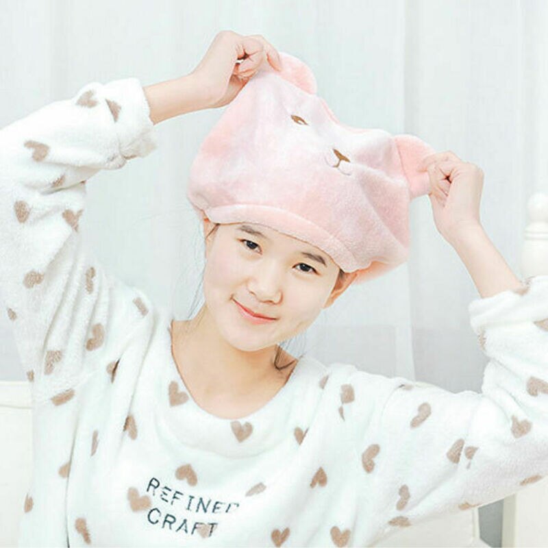 Nette Bär Mikrofaser Haar Handtuch Turban Absorbieren Schnell Trockenes Haar Hütte Gewickelt Mit Kapuze Handtuch bat Kappe Trockenes Haar Hüte Waschlappen