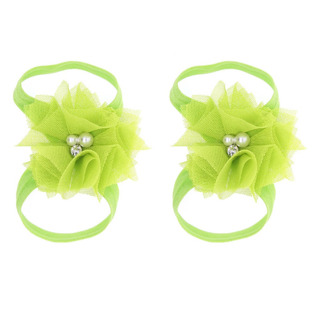 2PCS Baby foot Flower Headband Baby Girls Barefoot Sandals Hair Foot Accessories Elastic Foot Decoration Kids: 10
