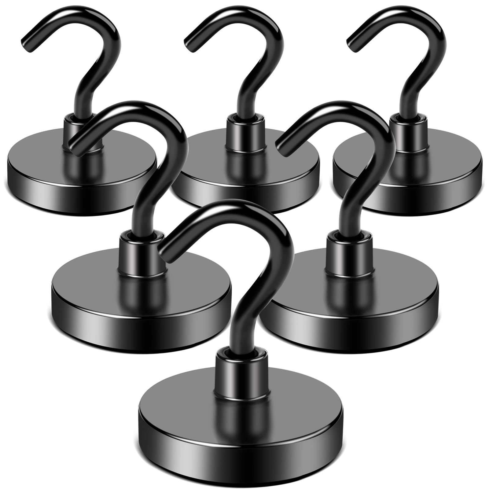 Magnetic Hooks, Black Magnet Hooks Strong Neodymium Magnets with Hooks, Small Metal Magnetic Hooks for Refrigerator，Locker: S / black