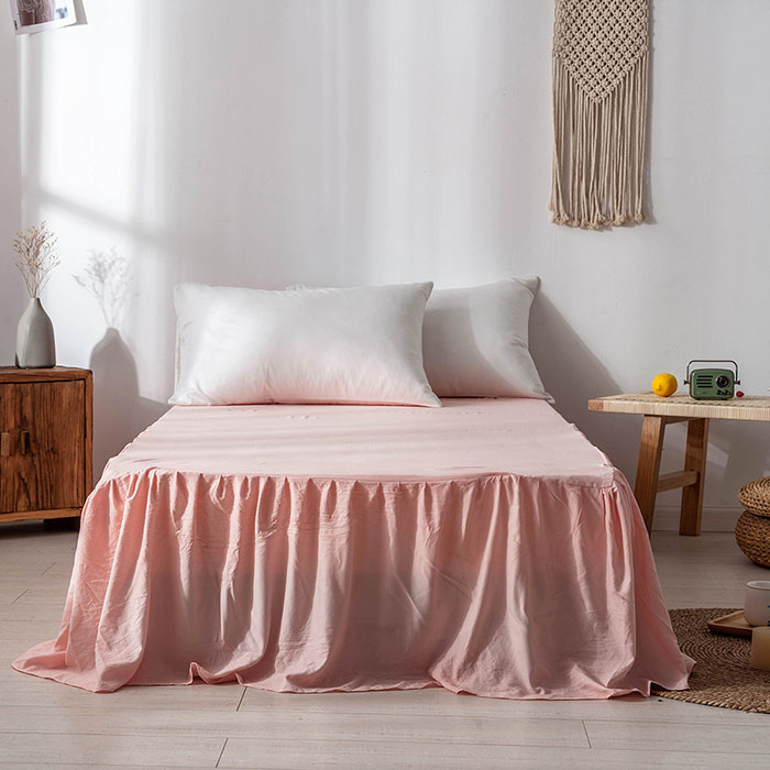 Soveværelse sengetæppe hotel hjem enkelt dobbelt størrelse seng nederdel hvid seng nederdele lagen med elastik nederdel let på/af sengen: Lyserød / 140 x 200cm