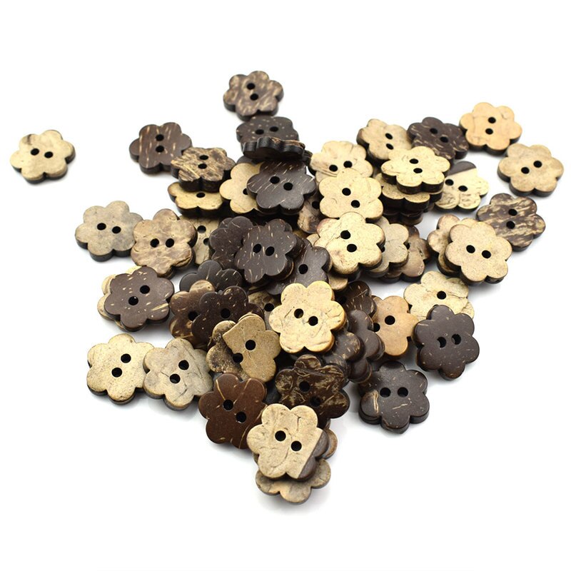 30 stuks bloemvormige knopen, schelpvormige knopen voor doe-het-zelf scrapbooking, kokosnootknopen voor knutselwerkjes, knopen voor doe-het-zelf naaien scrapbooking
