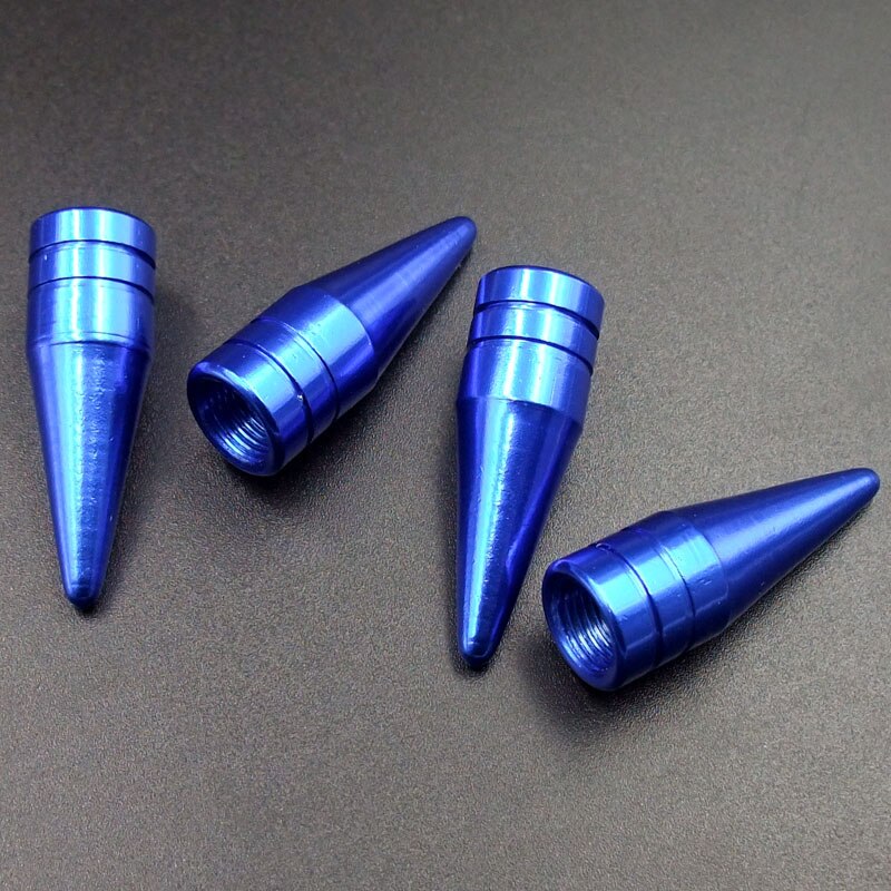 4 Stuks Blauw Universele Lange Spiked Auto Wiel Ventieldopjes Air Stem Dust Caps Cover Truck Auto Voertuig Motorcycle Fiets accessoire