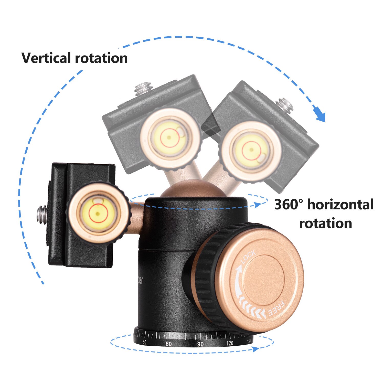 Andoer Tripod Ball Head Q30 CNC Panorama Aluminum Alloy Material 360 Degree Rotation for Camera Desktop Tripod Camera Head