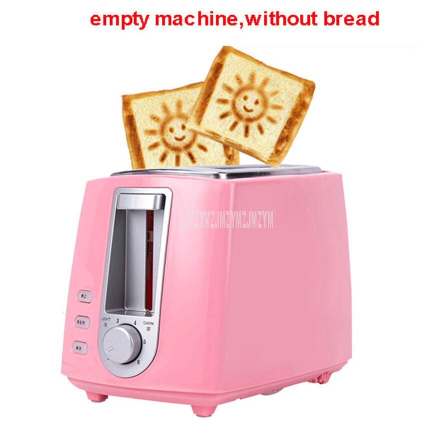 Bread Baking Oven Machine 6-Gear Adjustable Electric Toaster Household Automatic Breakfast Toast Sandwich Maker Reheat Function: pink