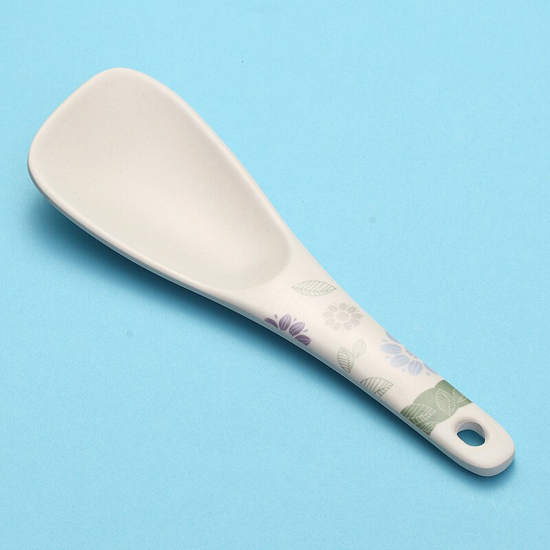 WORTHBUY Japanese Bamboo Rice Scoop Eco-Friendly Long Handle Rice Spoon With Cute Color Pattern Kitchen Meal Spoon Soup Ladle: Green