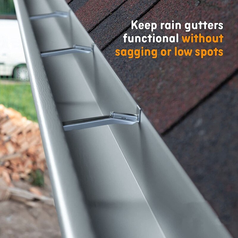 Quick Screw Gutter Hangers 50 Pack - 5 Inch Gutter Clips With Drill Bit -Bracket Clips With Pre-Fix Sagging Rain Gutters