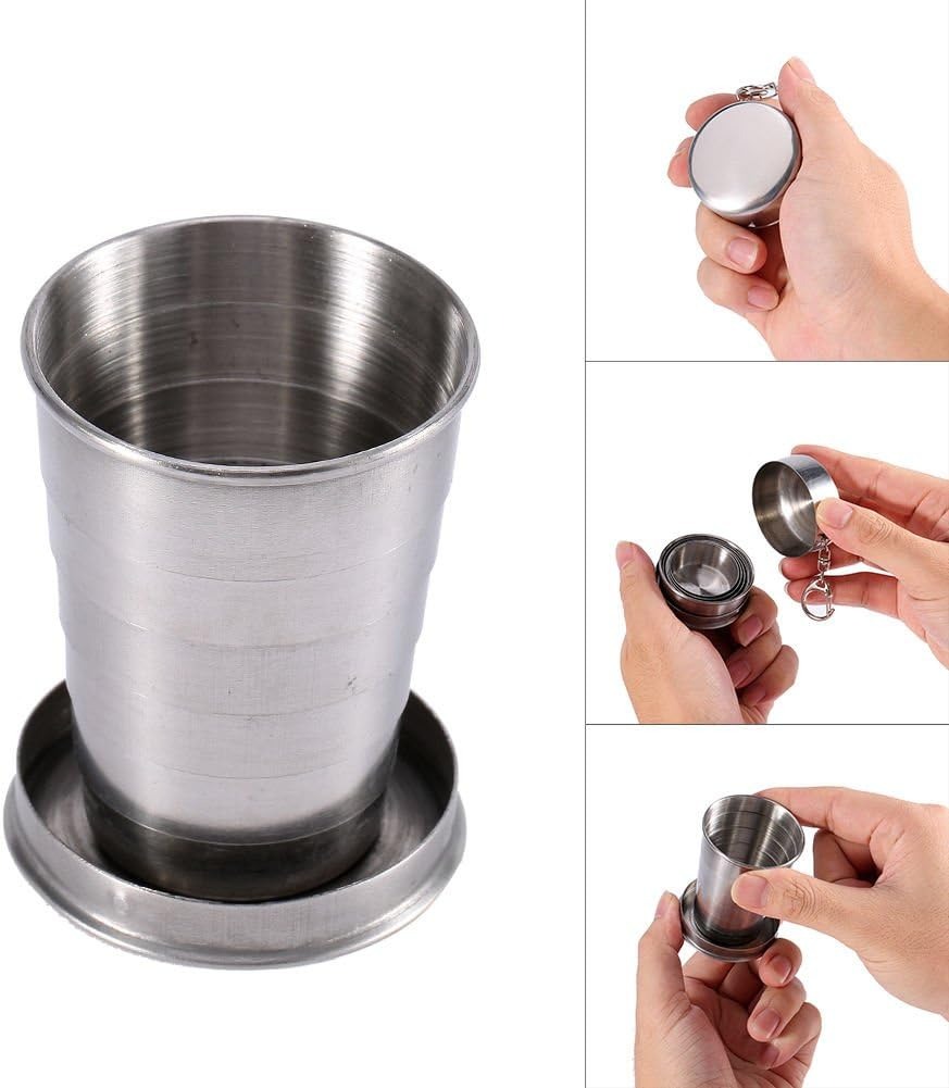 75/150/250/450ML Edelstahl Faltbare Tasse Camping Kochgeschirr Erweiterbar Tasse Teetassen Tragbare Outdoor reise Camping Tassen