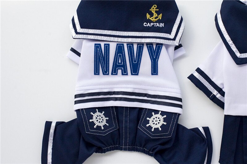 B71 pet dog clothes Navy style uniform dog skirt: M / blue navy sets