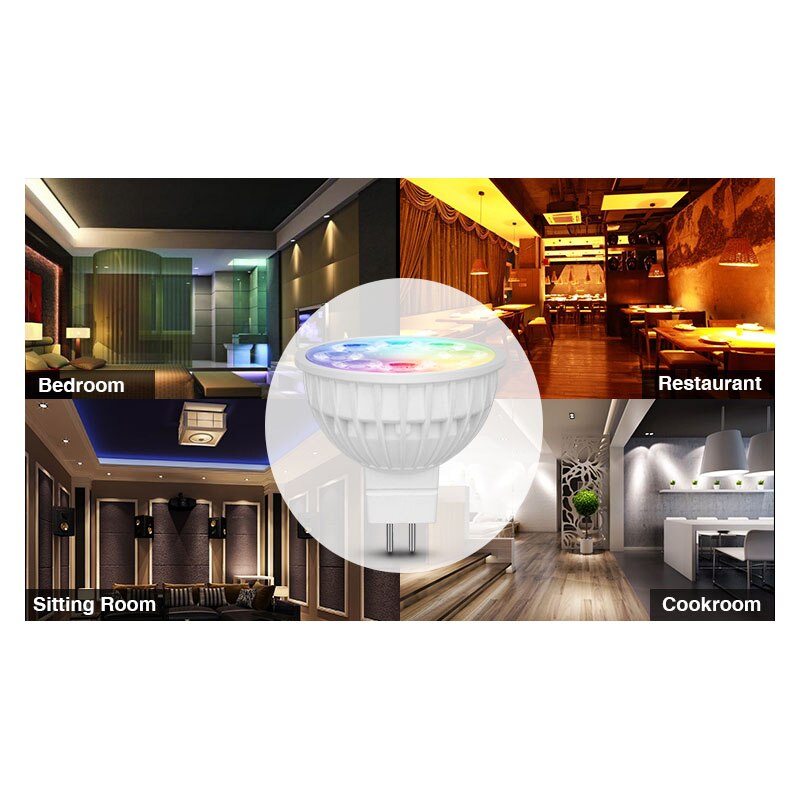 Miboxer AC/DC12V LED Bulb MR16 4W Lamp Light Dimmable RGB + Warm White + White (RGB+CCT) Spotlight Indoor Decoration
