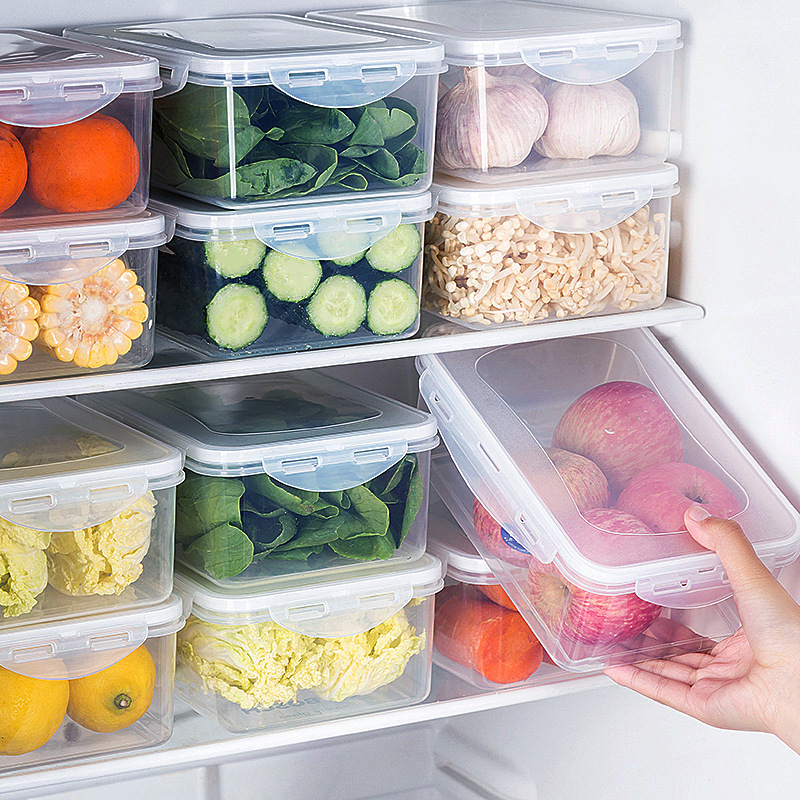 Food Storage Container Kitchen Storage Box PP Fresh-keeping Storage Organizer Refrigerator with Lid Transparent Sealed Cans