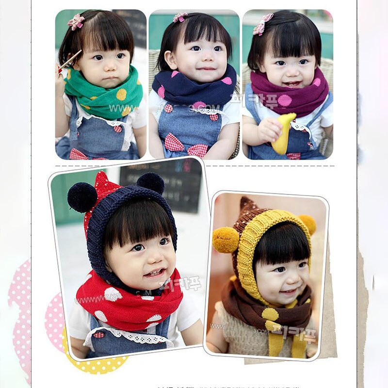 Schattige stippenprint kinder infinity sjaal winter breien meisjes jongens ring sjaals baby nekwarmer