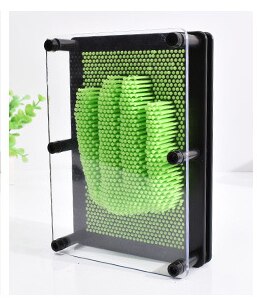 3D Clone Modellering Pin Art Drie-Dimensionale Kleur Relief Pin Baby Krijgt Gezicht Hand Model 3D Clone Pin Art plastic Speelgoed Leuk Spel: green-L