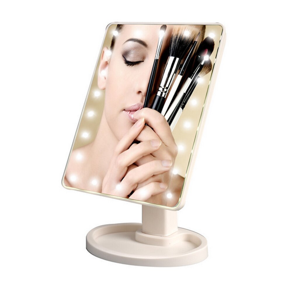 22 LED Lights Makeup Mirror Touch-sensitive Control Led Vanity Mirror Portable 360 Degree Rotation Intelligent LED Makeup Mirror