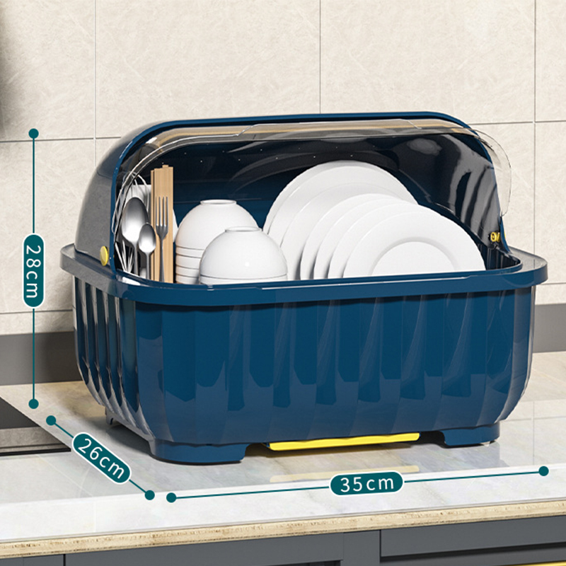 Armadietto per piatti da cucina Dishe Cestello di scarico per bacchette Multifunzionale antipolvere con coperchio Cestello portaoggetti per categoriezione stoviglie: nero nichel