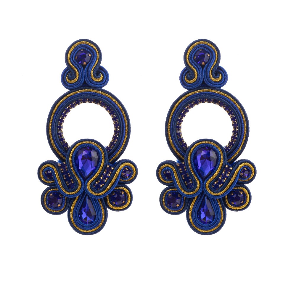 KPacTa Luxury Ladies Earrings Handmade Ethnic Earrings for Women Pendant Earrings Party National Wind: bule 2