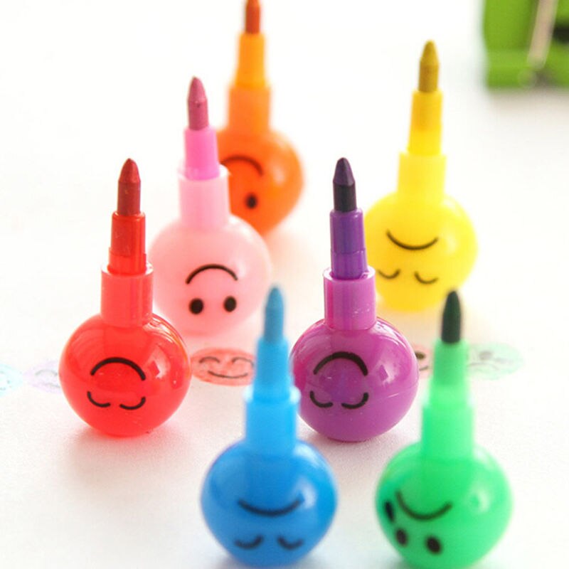Sugar-Coated Haw Cartoon Smiley Graffiti Pen 7 Colors Crayon Wax Pencil