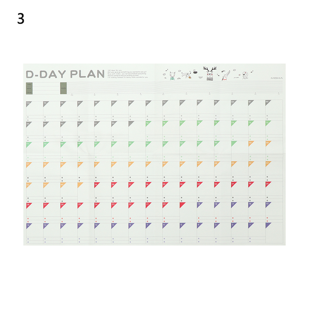 1 PC 100-Day Countdown Sign Calendar Learning Schedule Daily Agenda for Kids Study Planning Office School Supplies: 3