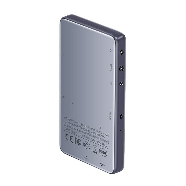 HIFI Metal MP4 Player 8GB FM Radio Bluetooth 5.0 Full Touch Screen With Speaker MP4 Recorder E-book MP5 Music Video Player: Gray with BT