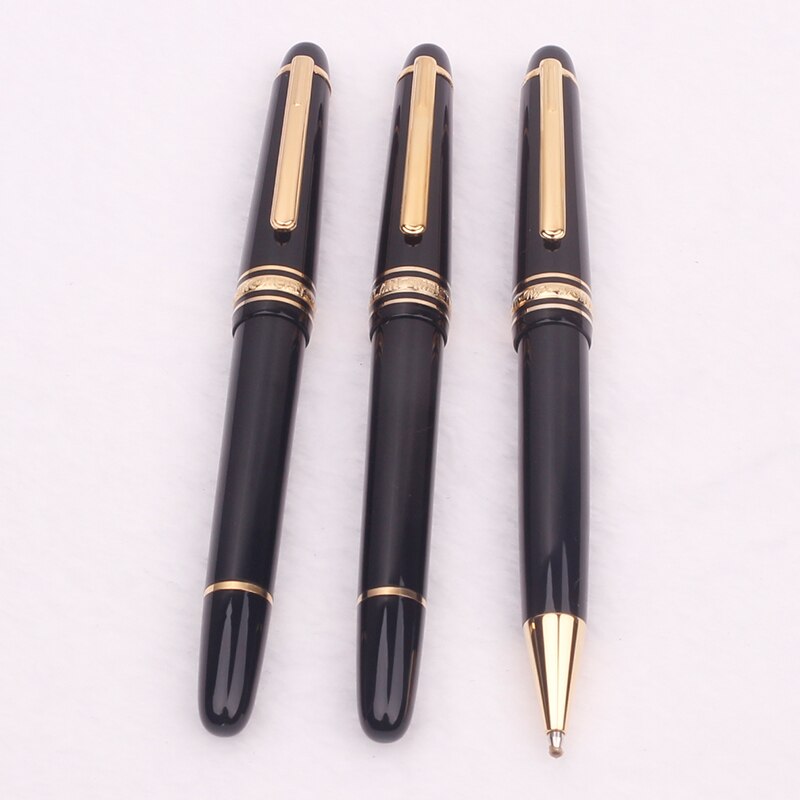 Luxury MB 145 Meisterprice Fountain Pen Black Resin Gold and Silver Ballpoint Signature Roller Ball Pens