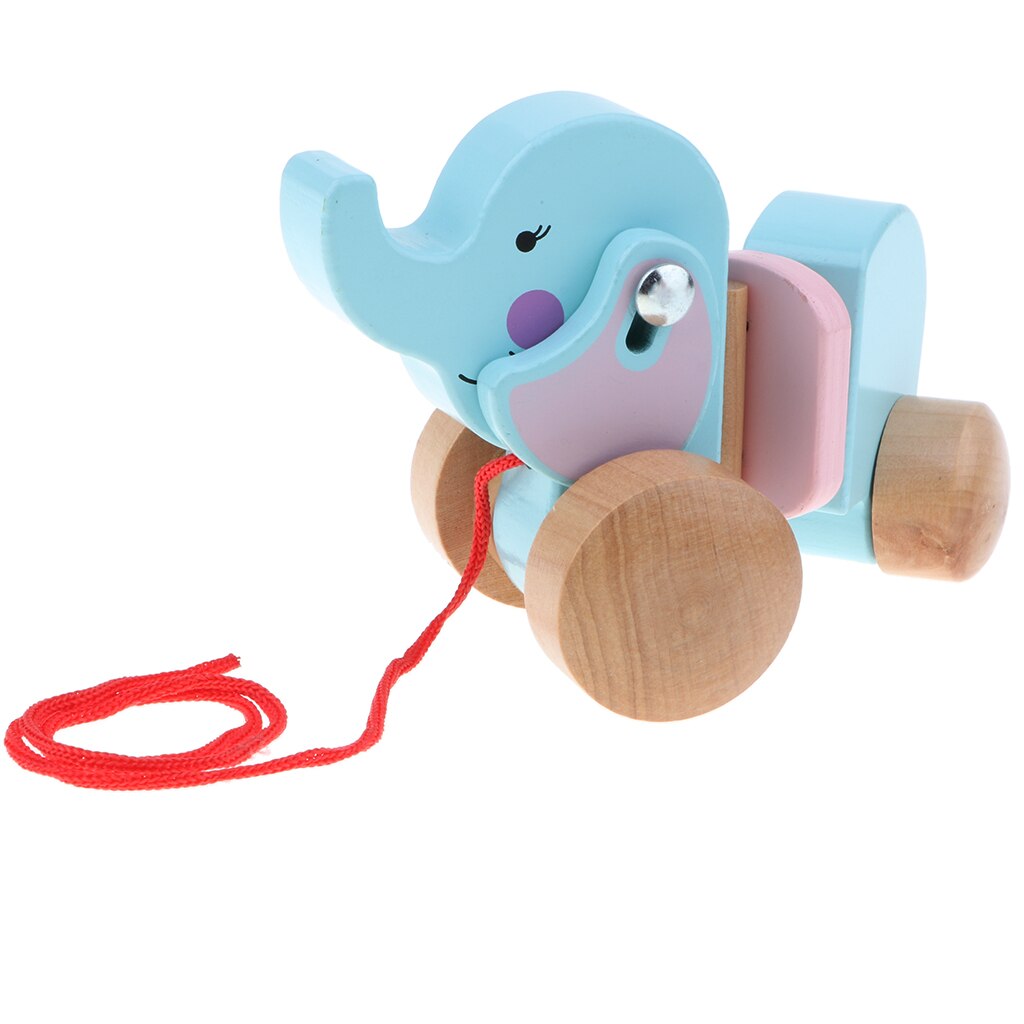 Houten Pull Langs Olifant Speelgoed Voor Baby Boy & Girl Vroege Educatief Speelgoed