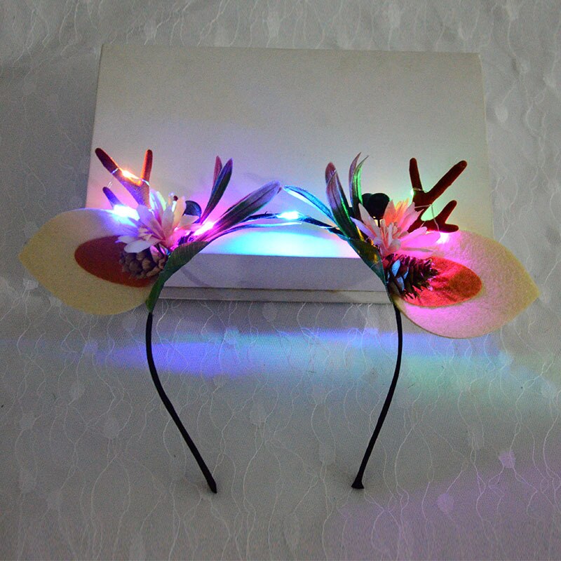 Diadema navideña con orejas de elfo para niños, diademas luminosas con luz LED, accesorios para el cabello para de navidad: 02