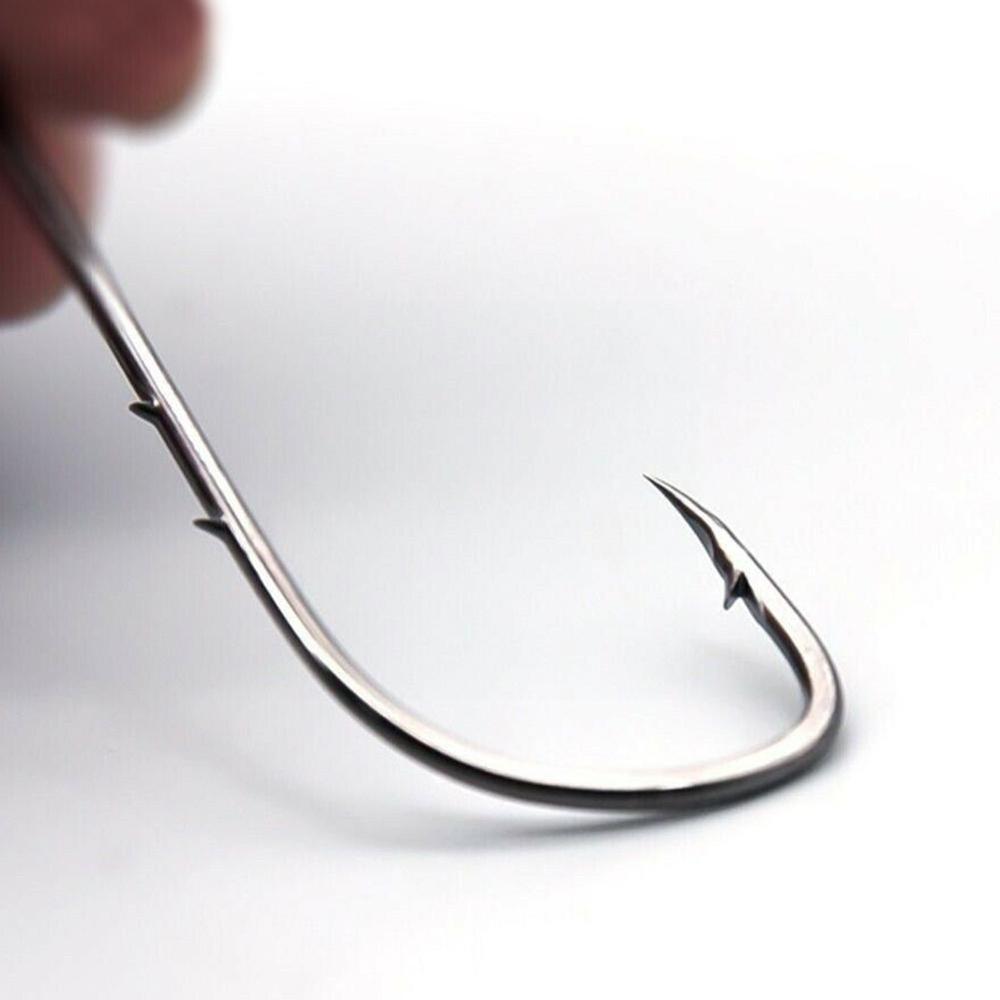 50pcs Double Back Barbed Single Hook Long Handle High Eye Barbed Straight Hook Steel Hook Fishing Fishing Carbon Tackl M9z7