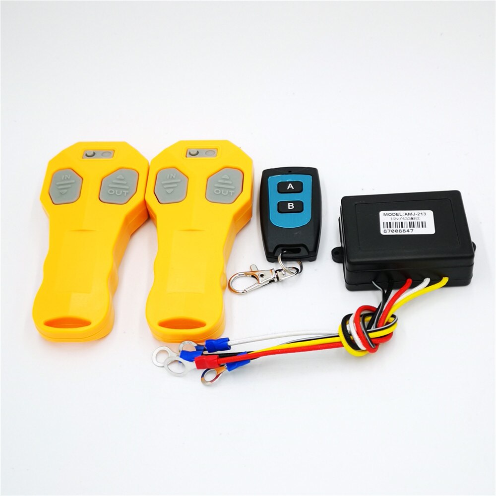 DC12V Universal Car Wireless Winch Remote Control With Three Yollow Waterproof Handset Matched Transmitters