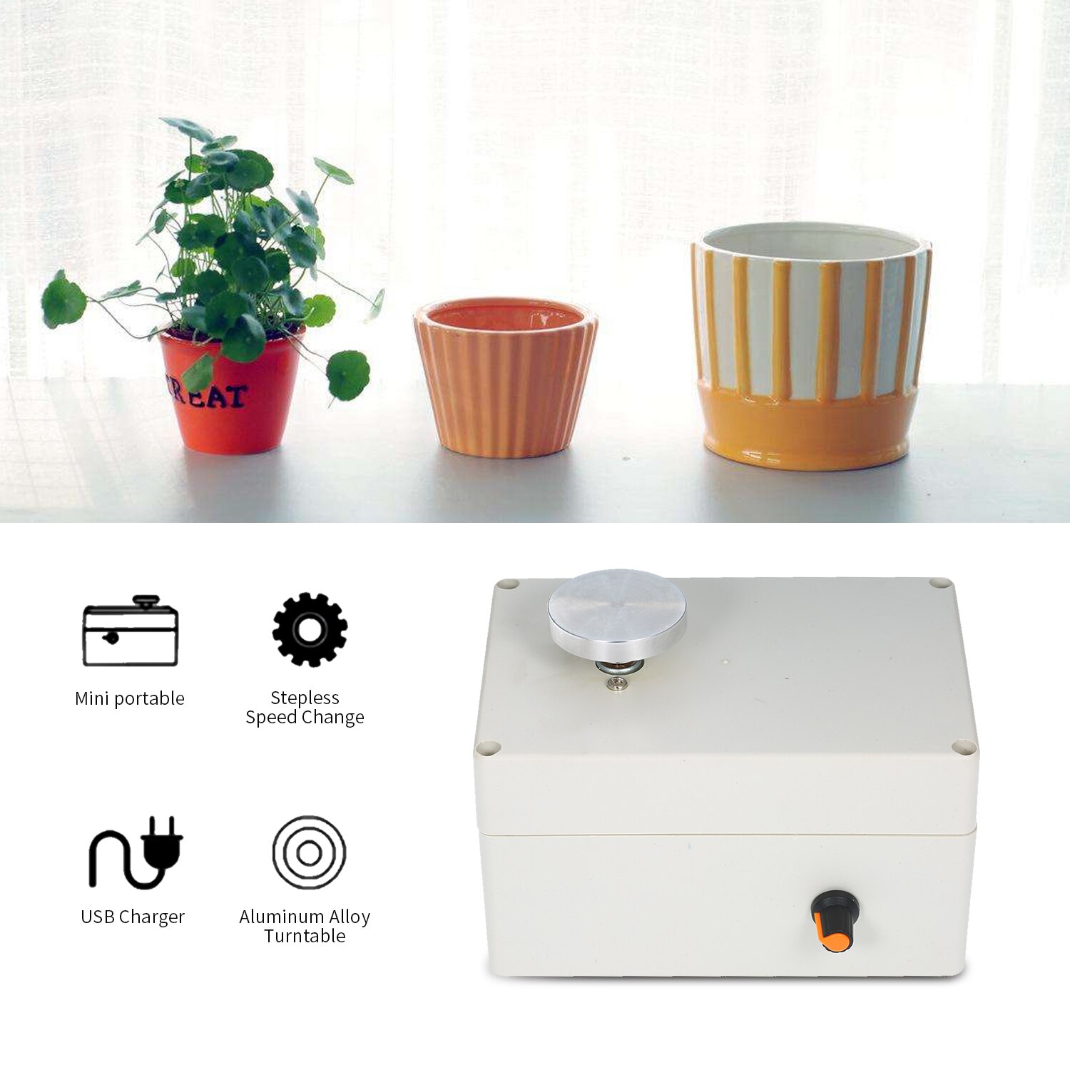 Mini USB Pottery Wheel Machine 4.5cm Turntable Handmade Clay Throwing Making Ceramic Machine for Ceramics Clay Art Craft