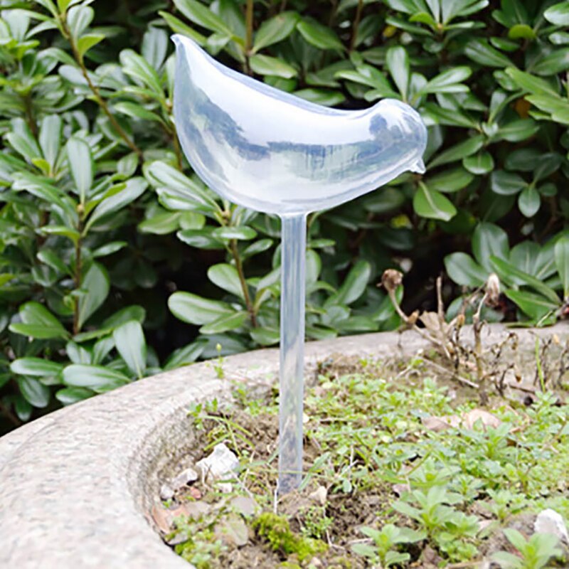 Alimentador de agua automático para plantas y flores de jardín dispositivos de riego automático, alimentador de agua de vidrio transparente, dispositivos de riego con forma de pájaro, 2 uds.