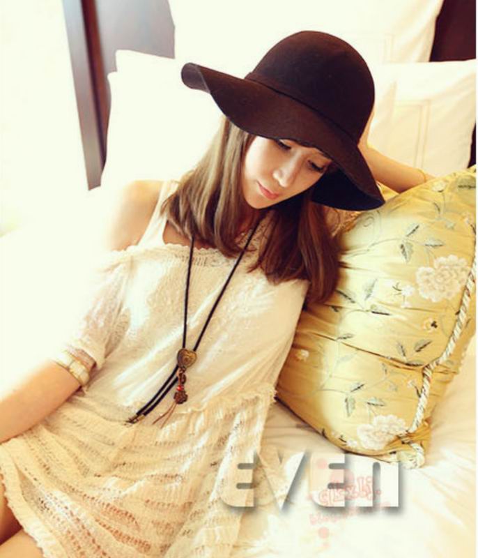 Girl Princess Sunhats England Style Woolen Formal Hat Mother And Daughter Solid Color Hats 3-8T E3301