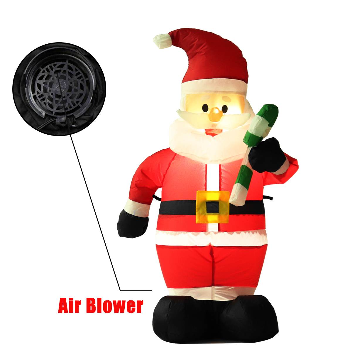 Christmas Decor 1.2M LED Air Inflatable Crutches Santa Claus with Air Blower Night Light Giant Inflatable Doll for Garden