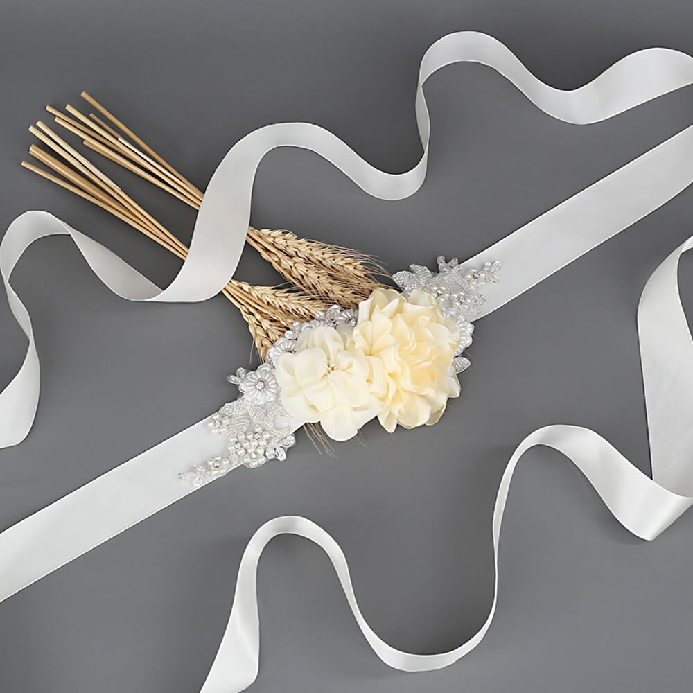 Zms 172 bloemenriem voor bruiloft, lange feestjurk, zwangerschapsjurk, kralenriemen, blauwe bruidsaccessoires, damesriemen