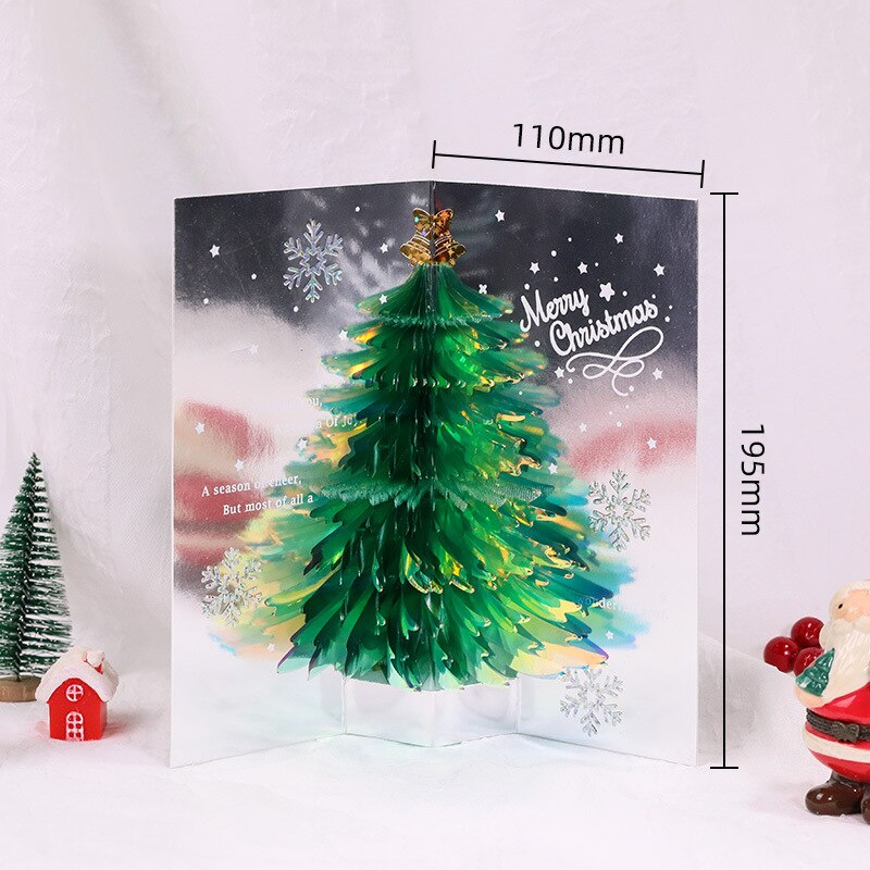 Kerst Fonkelende Dromerige Drie-Dimensionale Wenskaart Kerstboom Sturen Zegen Bericht Kaart: Fluorescentie Geel