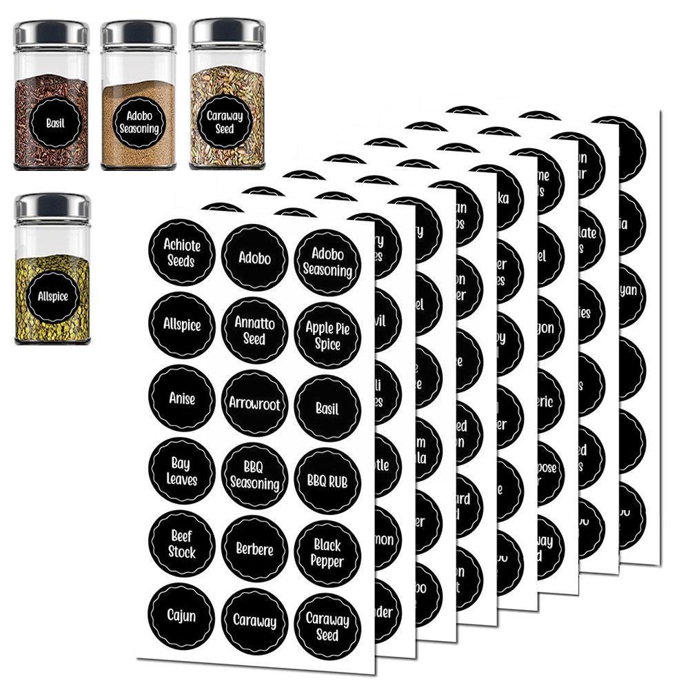 8 Sheets/set Spice Label Stickers Storage Bottle Container Labels Supplies Self-adhesive Jars Kitchen Label Spice Transpare N2C0