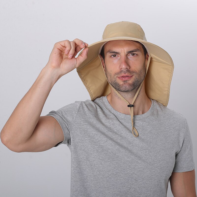 Camoland Waterdichte Emmer Hoeden Voor Mannen Vrouwen Zomer Upf 50 + Zonnehoed Lange Brede Rand Outdoor Wandelen Vissen Caps met Nek Flap
