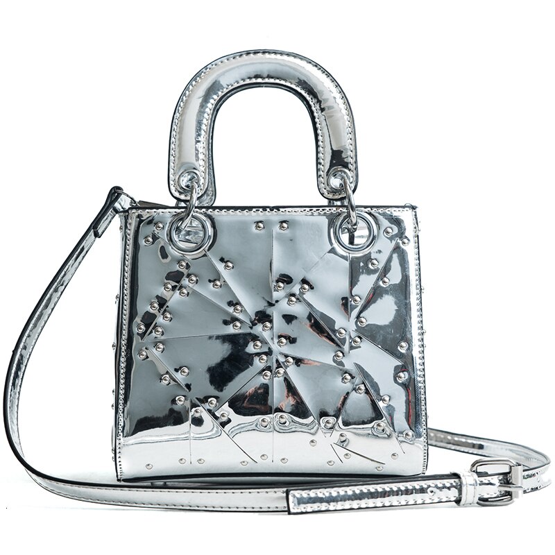 Topphandtag silver flash handväska set kvinna crossbody väska dam bolsa feminina pu liten koreansk väska axelväskor paket