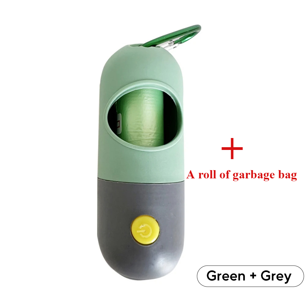 Led Light Dog Poop Bags Dispenser Degradable Waste Bag Outdoor Portable Pet Trash Bags Dog Cat Cleaning Supplies Accessories: green
