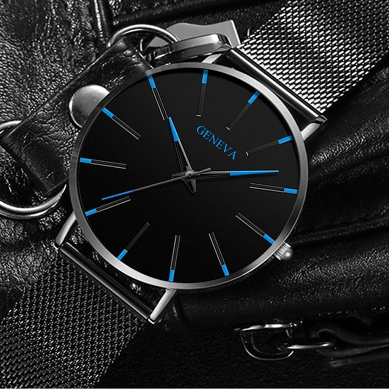 Minimalistische Mannen Mode Ultra Dunne Horloges Eenvoudige Mannen Business Roestvrijstalen Gaas Riem Quartz Horloge Relogio Masculino
