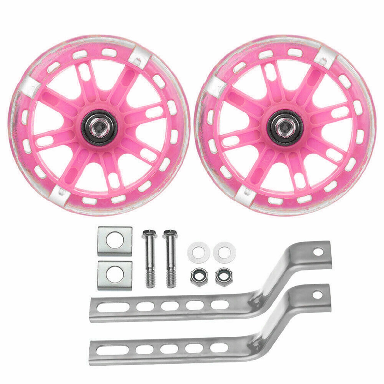 Ruedas auxiliares de entrenamiento para bicicleta, accesorios silenciosos para niños, luz LED multicolor de equilibrio, seguro, fácil de instalar al aire libre, 1 par
