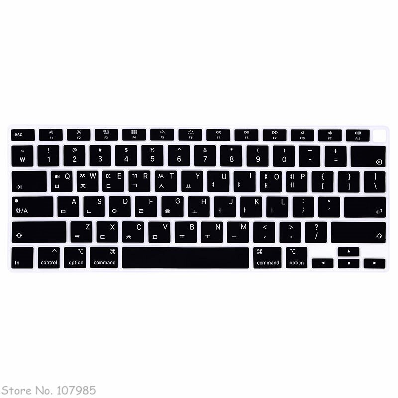 Korean Language US Layout Laptop Silicone Keyboard Cover Skin For MacBook Newest Air 13 Touch ID A2179 M1 A2337 Release): Black